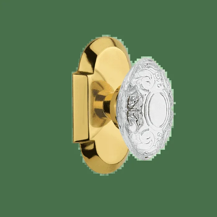 Cottage Short Plate with Crystal Victorian Knob in Polished Brass – Nostalgic