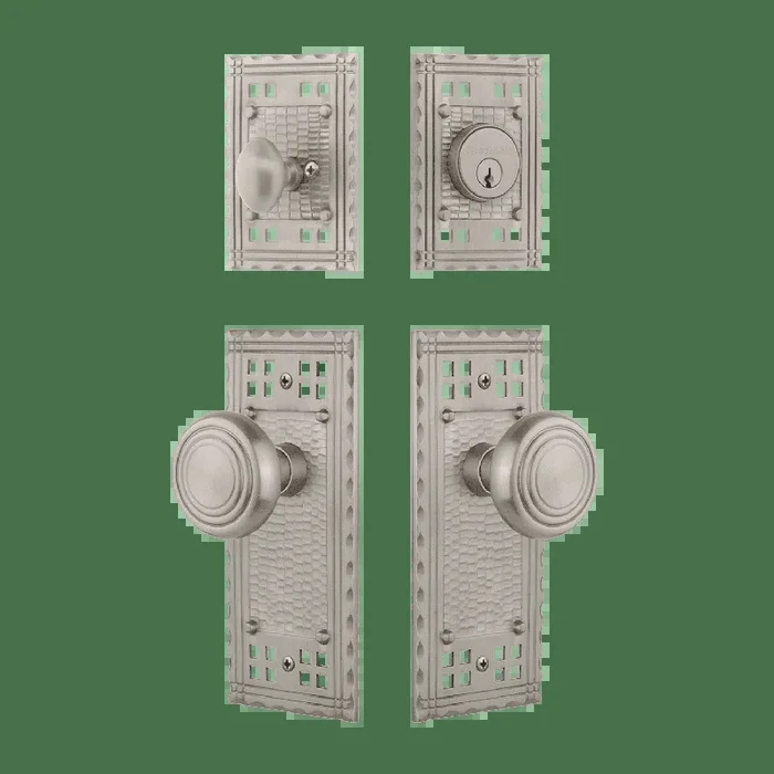 Craftsman Entry Set with Deco Knob – Satin Nickel