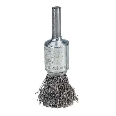 Crimped Wire Solid End Brushes, Steel, 25,000 rpm, 1/2″ x 0.02″