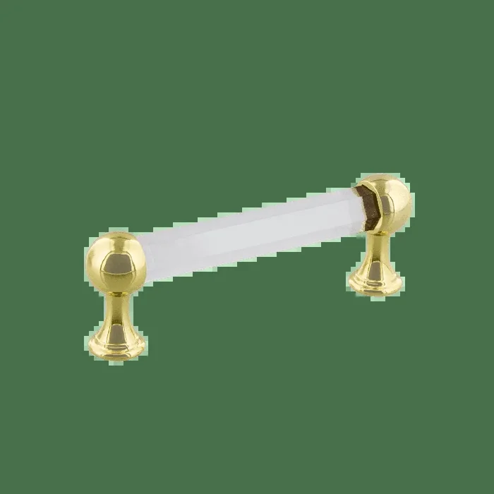 Crystal Handle Pull 3.75″ On Center in Polished Brass – Nostalgic Vintage Cabinet Hardware