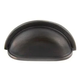 Cup Pull Collection Traditional Style 3″ (76mm) Hole Center, Overall Length 3-1/2″, Brushed Oil-Rubbed Bronze Cabinet Hardware Pull / Handle