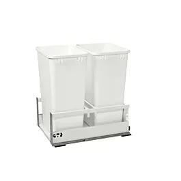 Dbl 50 QT Tandem Pullout Waste Container, 15-1/2 X 22-1/2 X 23 in
