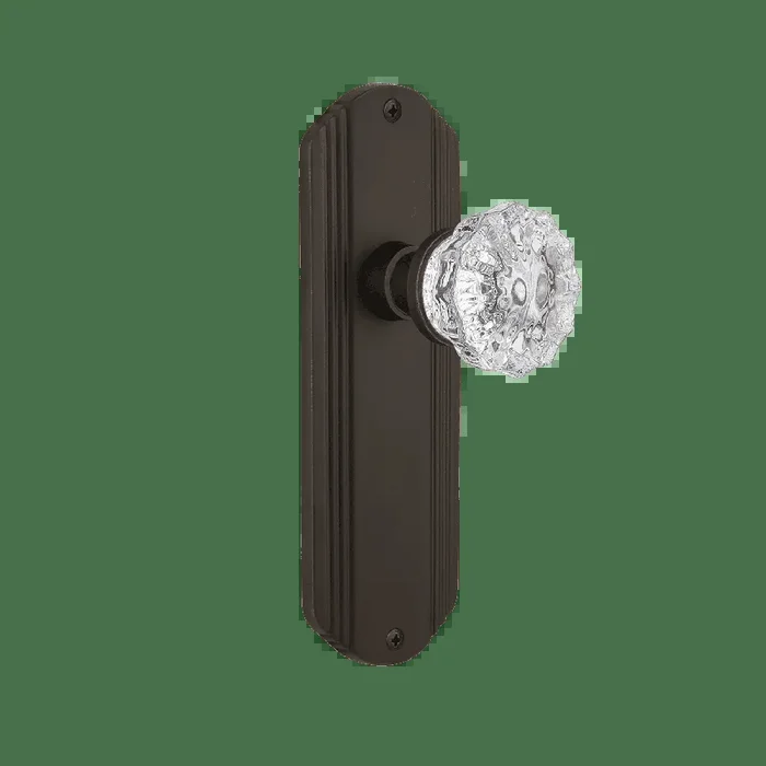 Deco Long Plate with Crystal Knob – Oil-Rubbed Bronze by Nostalgic