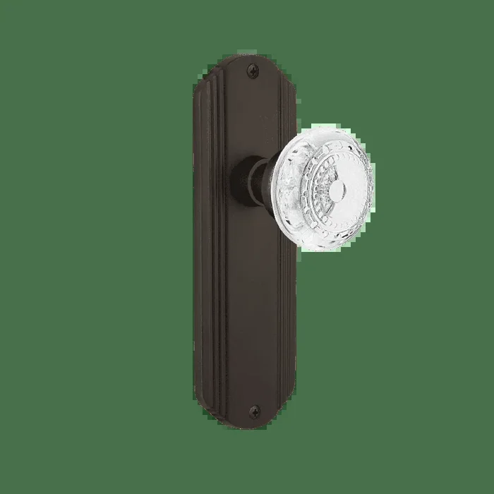 Deco Long Plate with Crystal Meadows Knob – Oil-Rubbed Bronze – Nostalgic