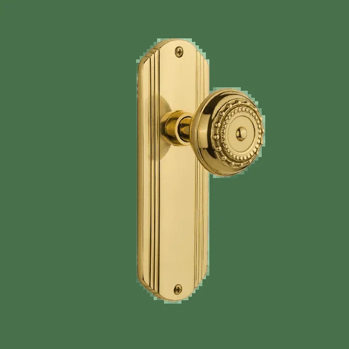Deco Long Plate with Meadows Knob in Polished Brass – Nostalgic Vintage Door Hardware