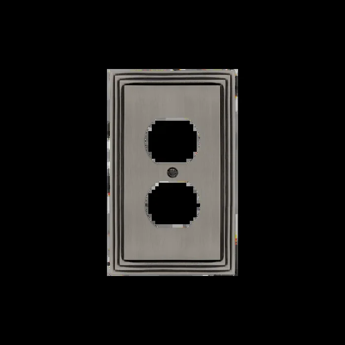 Deco Switch Plate with Outlet in Antique Pewter – Nostalgic Vintage Hardware