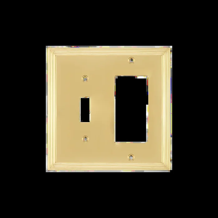 Deco Switch Plate with Toggle and Rocker in Polished Brass – Nostalgic Vintage Hardware