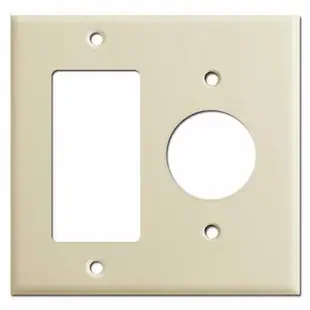 Decor Rocker + 1.4″ Round Receptacle Wallplate Cover – Ivory