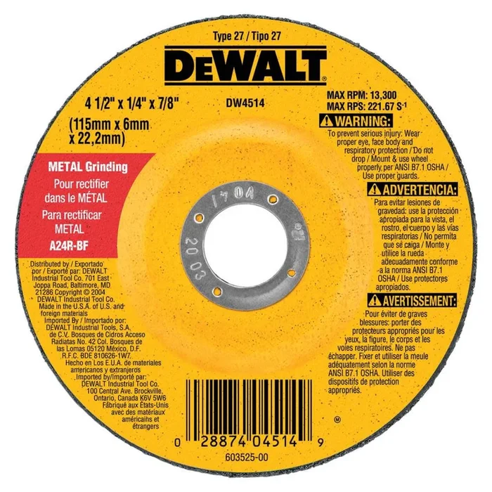 DEWALT 7″ x 1/4″ x 7/8″ High Performance Metal Grinding Wheel