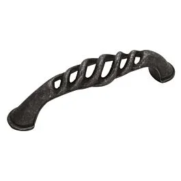DISCONTINUED Charleston Blacksmith Style 3 Inch (76mm) Center to Center, Overall Length 3-3/4 Inch Black Iron Cabinet Pull/Handle