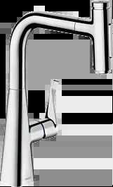 DISCONTINUED Hansgrohe Metris Select Prep Kitchen Faucet, 2-Spray Pull-Out, 1.75 GPM in Chrome