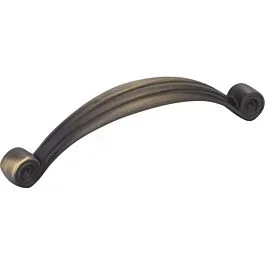 DISCONTINUED Lille Style 3-3/4 Inch (96mm) Center to Center, Overall Length 4-3/8 Inch Antique Brushed Satin Brass Cabinet Pull/Handle