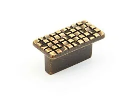 DISCONTINUED Mosaic French Antique Bronze Contemporary Rectangle Kitchen Cabinet Drawer Knob, 1″ Length