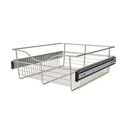 DISCONTINUED Satin Nickel Closet Pullout Basket, 18 X 20 X 7 in
