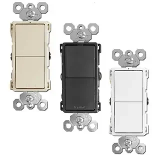 Dual Light Switch – Two Single Pole or 3 Way Rockers Legrand RCD33