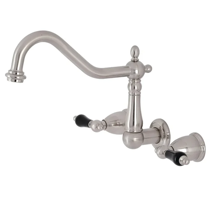 Duchess Double-Handle Wall-Mount Kitchen Faucet – Brushed Nickel by Kingston Brass