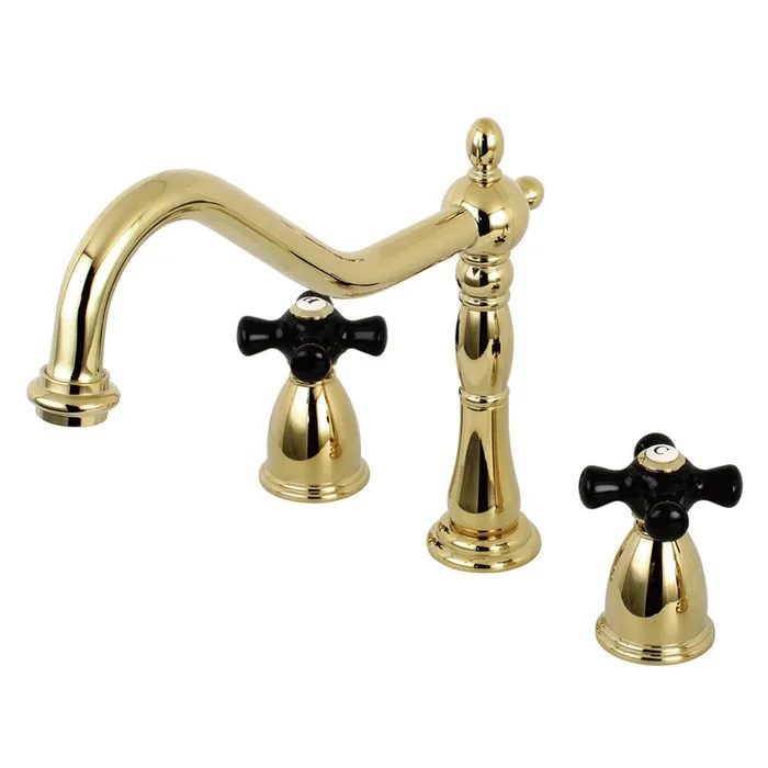 Duchess Double-Handle Widespread Kitchen Faucet – Polished Brass by Kingston Brass