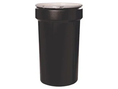 Eagle Lab Pack Open Head Poly Drum – 55 Gallon – Metal Lever-Lock – 1×2″ 1×3/4″ Bung Holes – Black – 1655MBLKBG