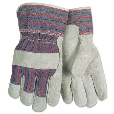 Economy Leather Patch Palm Gloves, Large, Cow Split Shoulder Leather, Assorted Colors