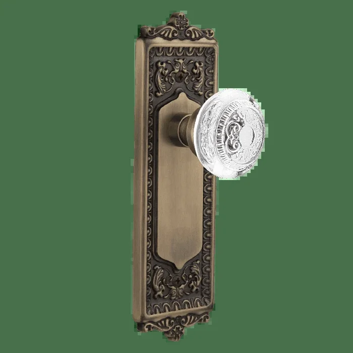 Egg Dart Long Plate with Crystal Egg Dart Knob in Antique Brass – Nostalgic