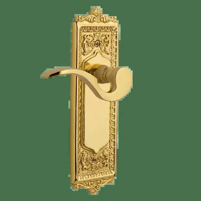Egg Dart Long Plate with Manor Lever – Unlacquered Brass by Nostalgic
