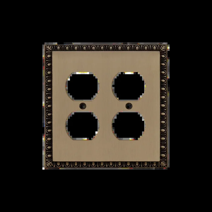 Egg Dart Switch Plate with Double Outlet in Antique Brass | Nostalgic Vintage Hardware