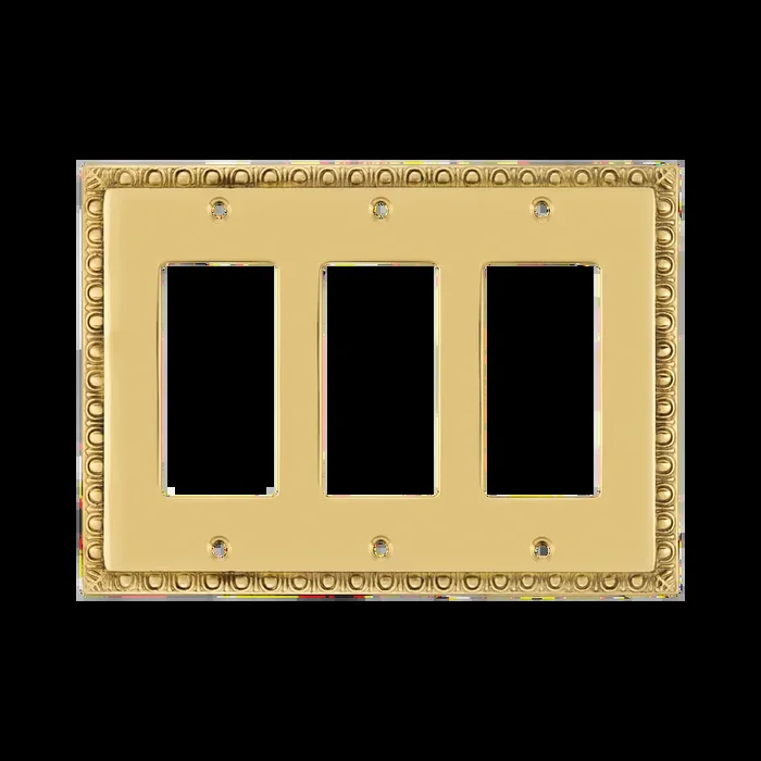 Egg Dart Switch Plate with Triple Rocker in Polished Brass – Nostalgic Vintage Hardware