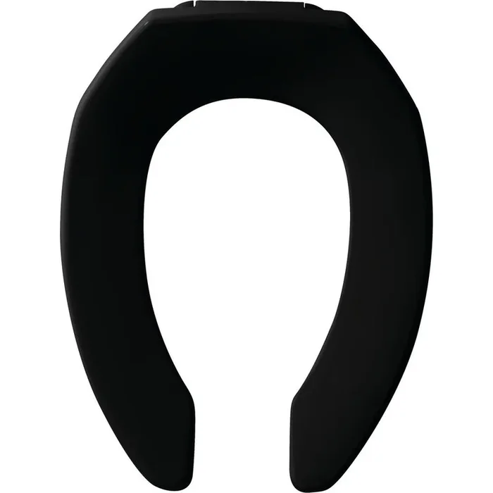 Elongated Open Front Toilet Seat in Black by Bemis