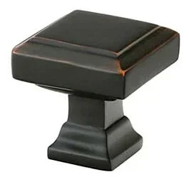 Emtek Brass Geometric Square Oil-Rubbed Bronze Cabinet Hardware Knob 1-1/4″ Diameter