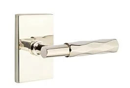 Emtek Concealed Privacy Select T-Bar Tribeca Lever with Modern Rectangular Rosette, Polished Nickel