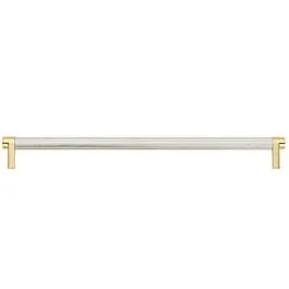 Emtek Select 18″ (457mm) Center to Center, Appliance Pull with Rectangular Stem in Satin Brass and Knurled Bar in Polished Nickel Finish