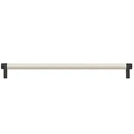Emtek Select Back to Back 18″ (457mm) Center to Center, Appliance Pull with Rectangular Stem in Flat Black and Smooth Bar in Satin Nickel Finish