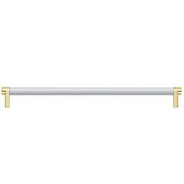Emtek Select Back to Back 24″ (610mm) Center to Center, Appliance Pull with Rectangular Stem in Satin Brass and Smooth Bar in Polished Chrome Finish