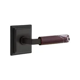 Emtek Select Dummy Rosso Levanto Handle with L-Square Stem, Wilshire Rosette in Flat Black