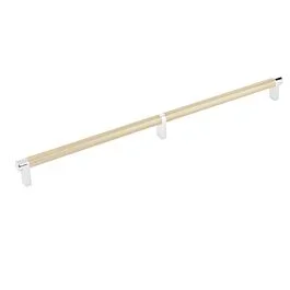 Emtek Select Polished Chrome Rectangular Stem 20″ (508mm) Center to Center with Smooth Bar in Satin Brass, Overall Length 20-3/4″ (527mm) Cabinet Pull/Handle