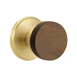 Emtek Select Privacy Conical Dark Walnut Knob with Watford Rosette, Satin Brass Finish