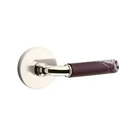 Emtek Select Privacy Rosso Levanto Handle with R-Bar Stem Disk Rosette in Polished Nickel, Left Handle