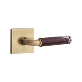 Emtek Select Privacy Rosso Levanto Handle with R-Bar Stem Square Rosette in French Antique, Right Handle