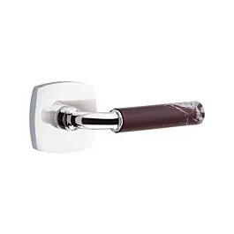 Emtek Select Privacy Rosso Levanto Handle with R-Bar Stem Urban Modern Rosette in Polished Chrome, Left Handle