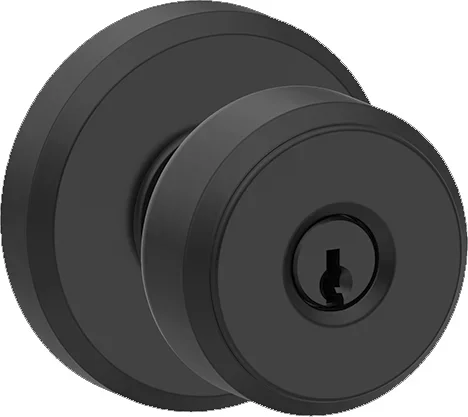 Entry Bowery Knob – Grade 2, 5-Pin C Keyway KA4, Matte Black