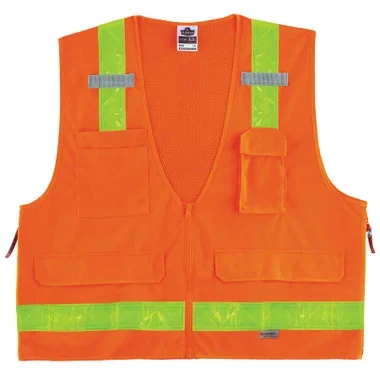 Ergodyne GloWear 8250ZHG Surveyors Vest with Combined Performance Tape – Type R, Class 2, Zipper – Orange