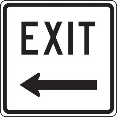 Facility Traffic Sign: Exit (Left Arrow) 18″ x 18″ Engineer-Grade Prismatic 1/Each – FRR849RA