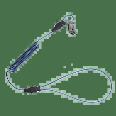 FallTech 2 lb Stretch-coil Hard Hat Tether with choke-on cinch-loop and snap-clip 18″ – 5329A5