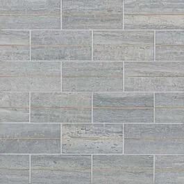Ferrara 3″ x 6″ Honed Marble Decorative Tile with Brass in Argento
