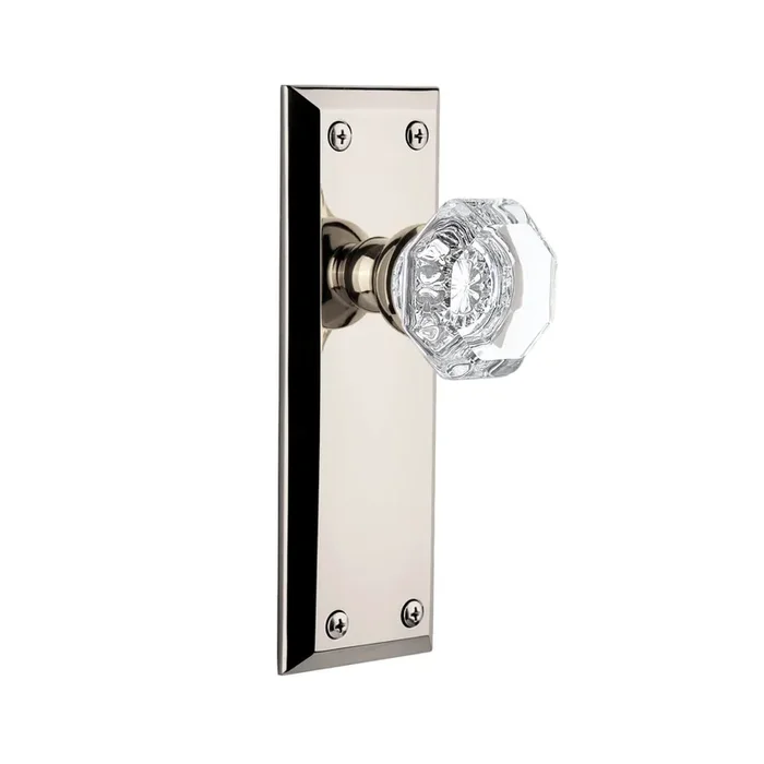 Fifth Avenue Long Plate with Chambord Crystal Knob – Polished Nickel