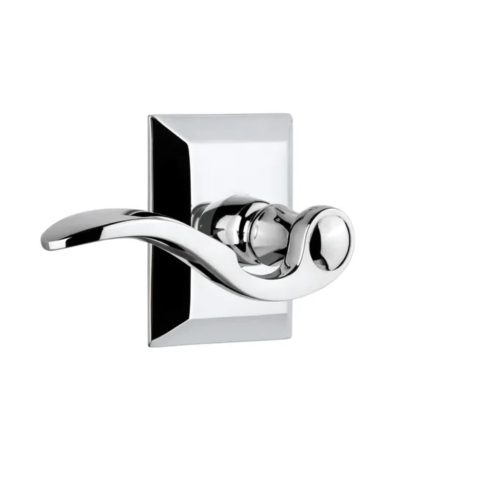 Fifth Avenue Square Rosette with Bellagio Lever in Bright Chrome – Grandeur