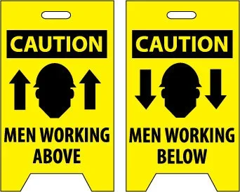 Floor Sign – Dbl Side – Caution Men Working Above Caution Men Working Below – 19X12 – FS6