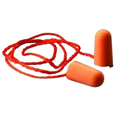 Foam Earplug, Foam, Bright Orange, Corded Tapered