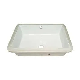 Frame Rectangular Shaped Undermount Bathroom Vanity Sink, 20” x 16” x 7”, Bisque Porcelain