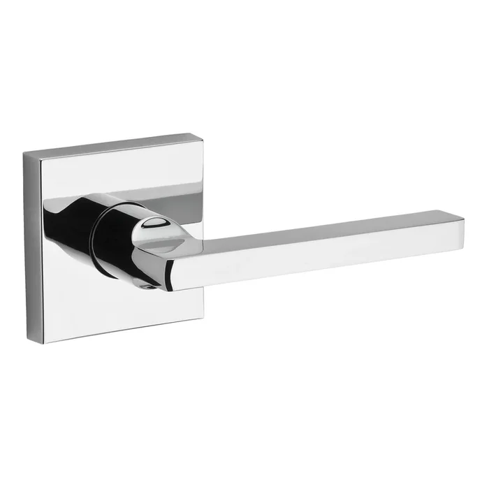 Full Dummy Square Lever with Contemporary Square Rose – Bright Chrome Finish by Baldwin Reserve